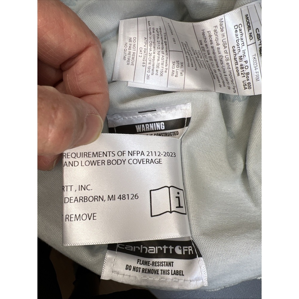 Carhartt FR Force Pocket T‑Shirt 3XL Tall Category 2 USA Fabric UFCW Made NWT - Picture 15 of 16
